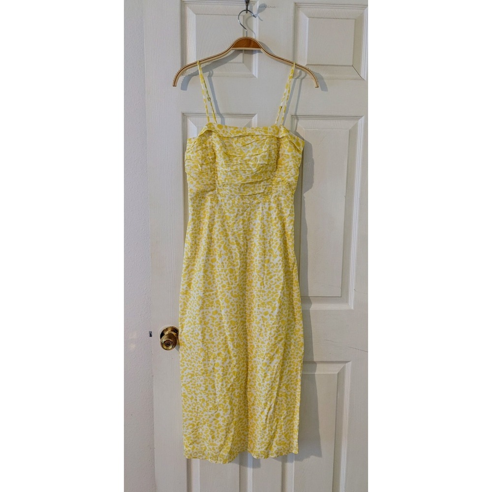 Du Paradis Animal Print Cotton Voile Fit & Flare Yellow Sundress Size Small NWOT - Picture 6 of 10